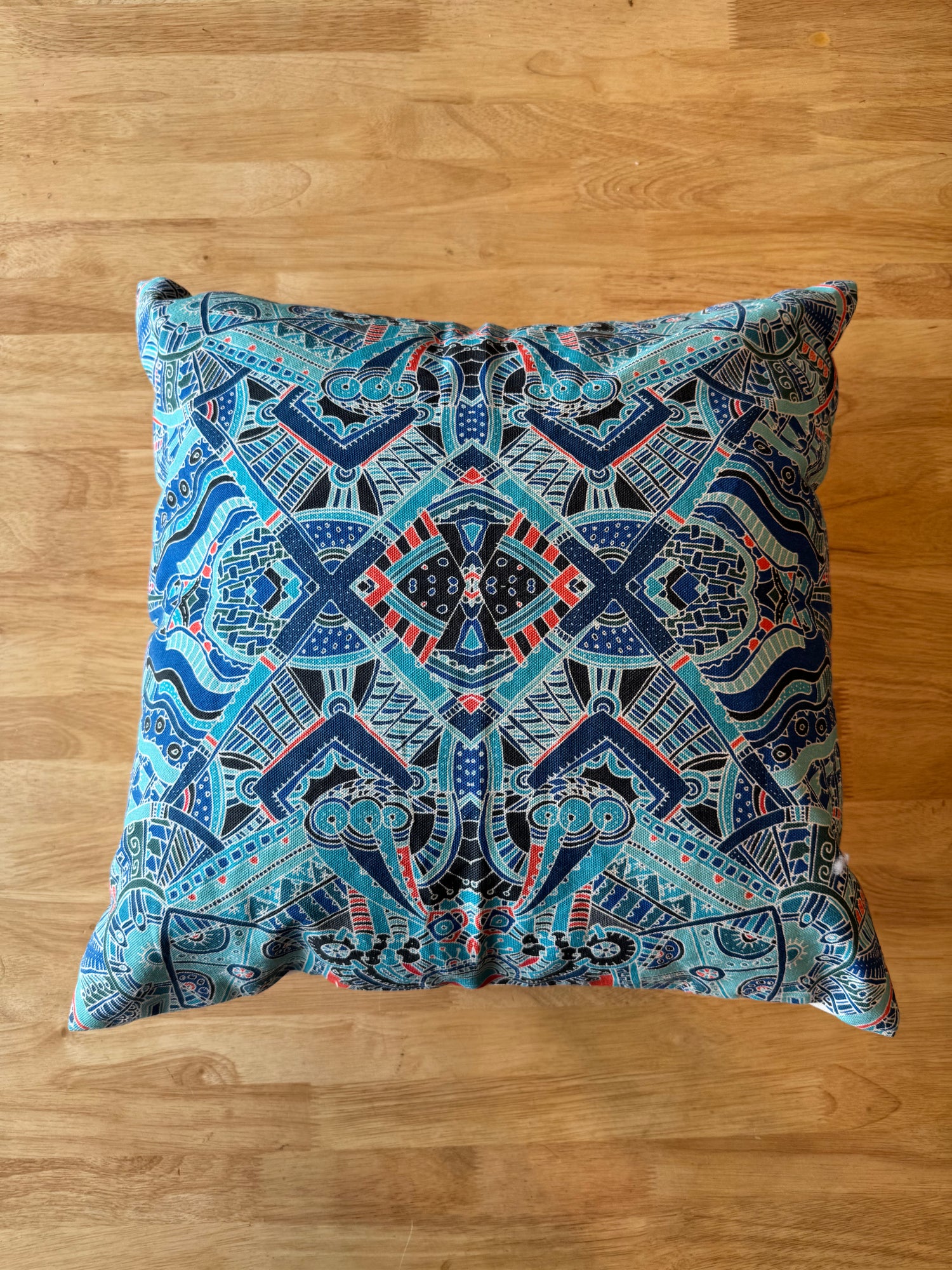 The Azure Kaleidoscope Square Handblock Cushion Cover