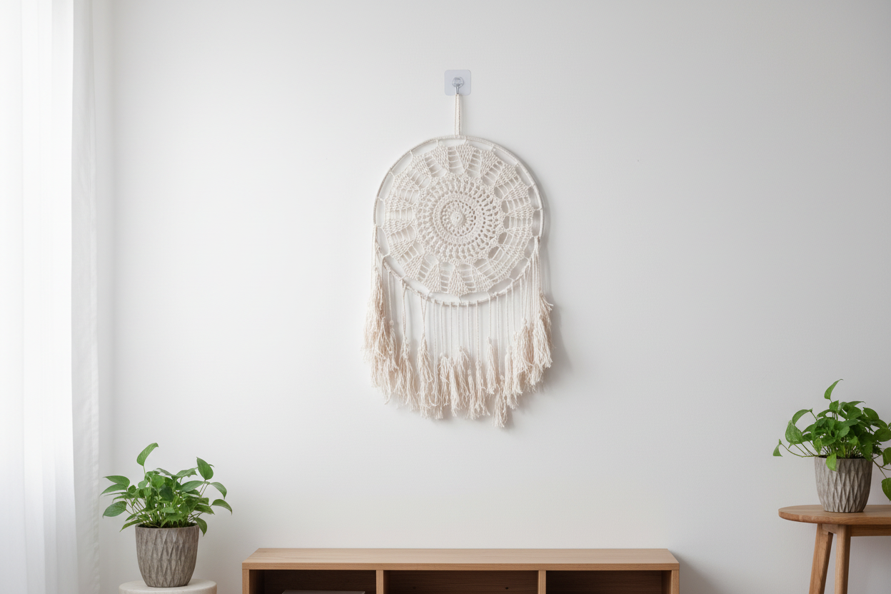 Medium: Cream Mandala Crochet Dreamcatcher