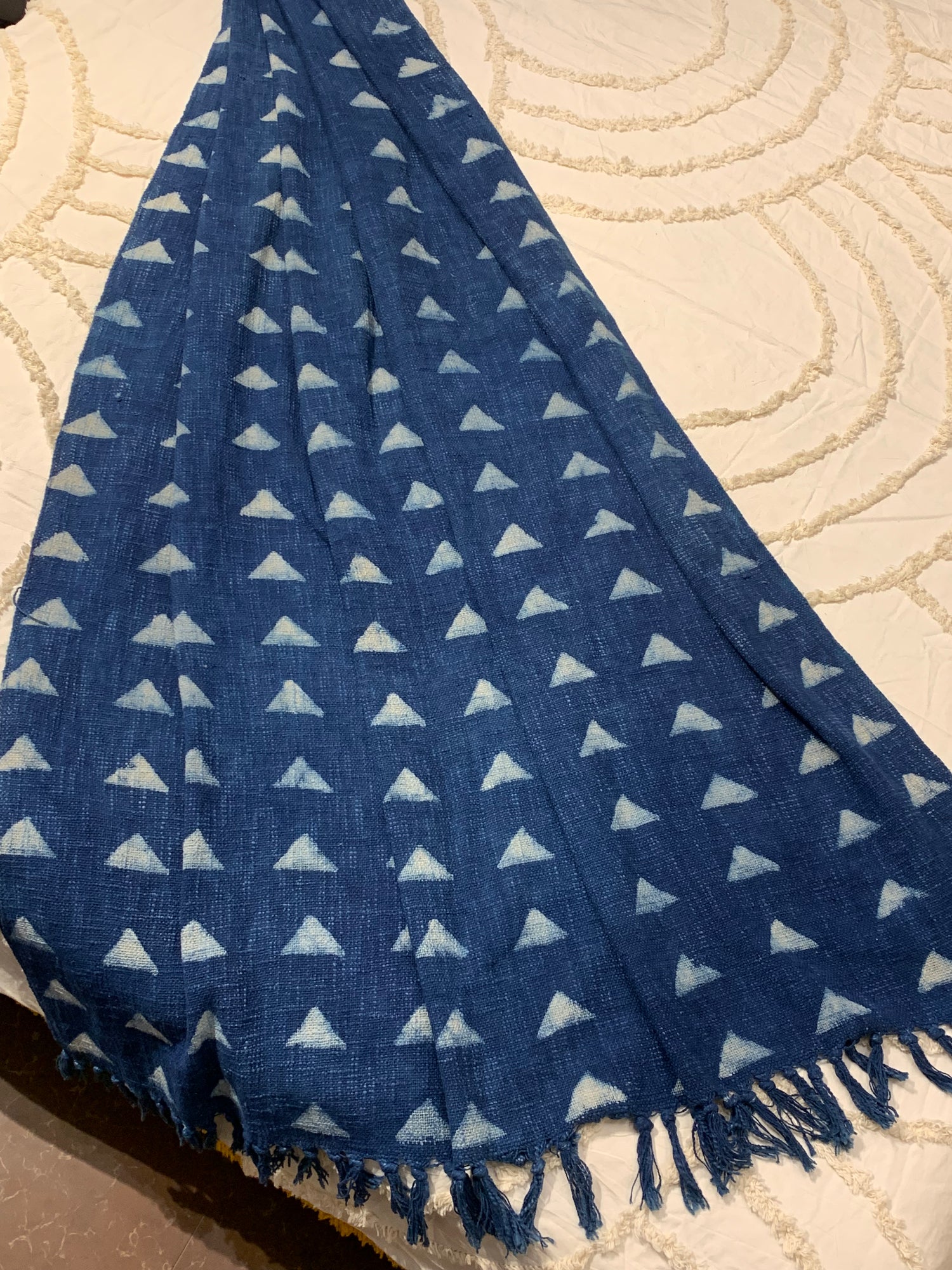 BOHO BLUE GEOMETRIC THROW