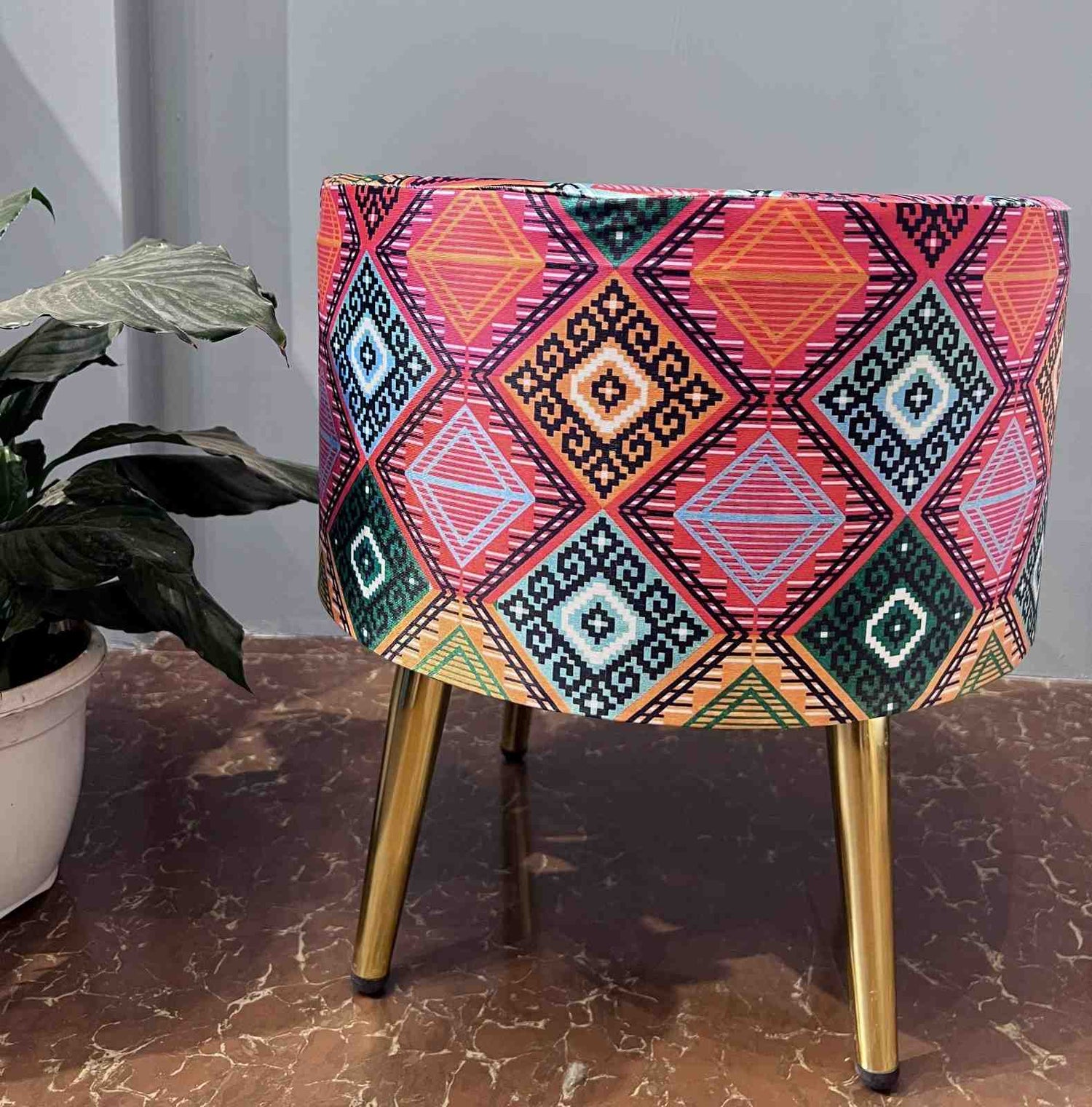 💎diamond-fiesta-printed-boho-ottoman-stool-electric-geometric-bohemian-accent🔥