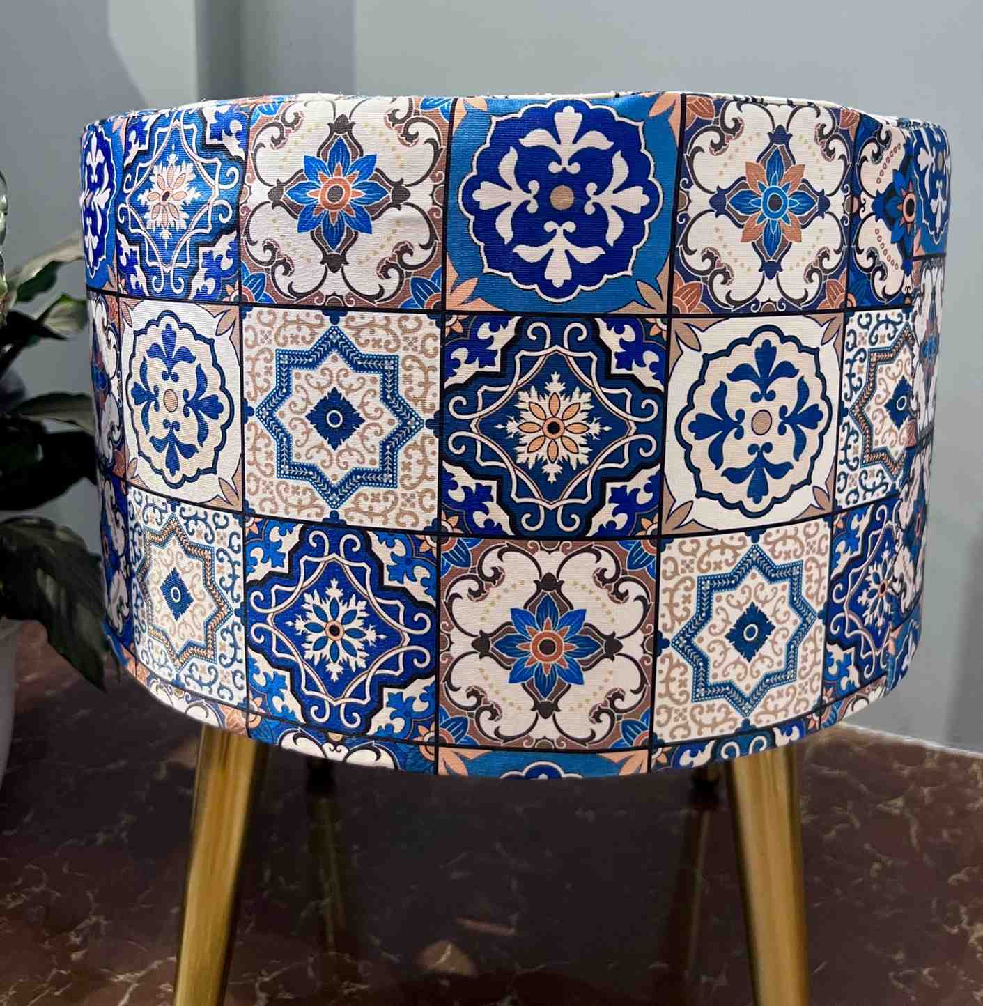 🌊✨azure-mosaic-printed-boho-ottoman-stool-mediterranean-accent-furniture-bear-teddy-home-decor-🏺🏡