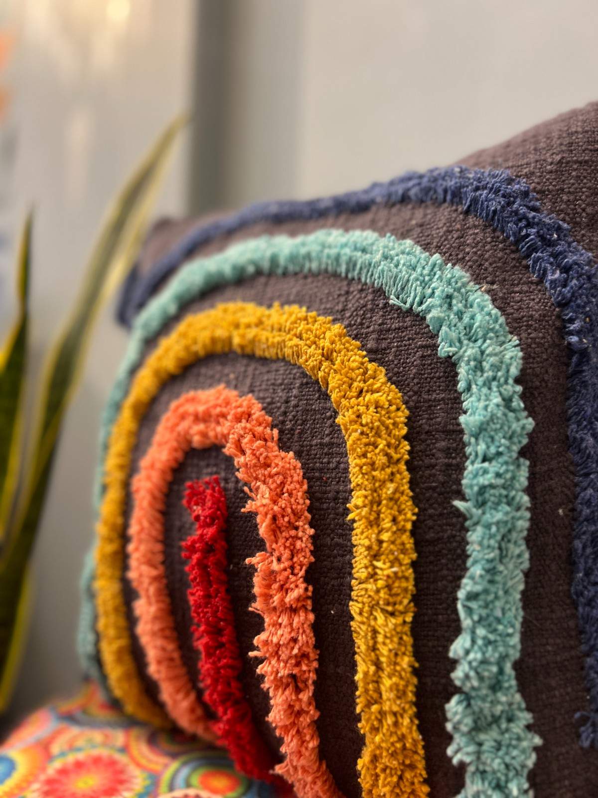 🌈 Rainbow Horizon Cushion Cover – A Burst of Colorful Elegance for Your Bedroom 🌅
