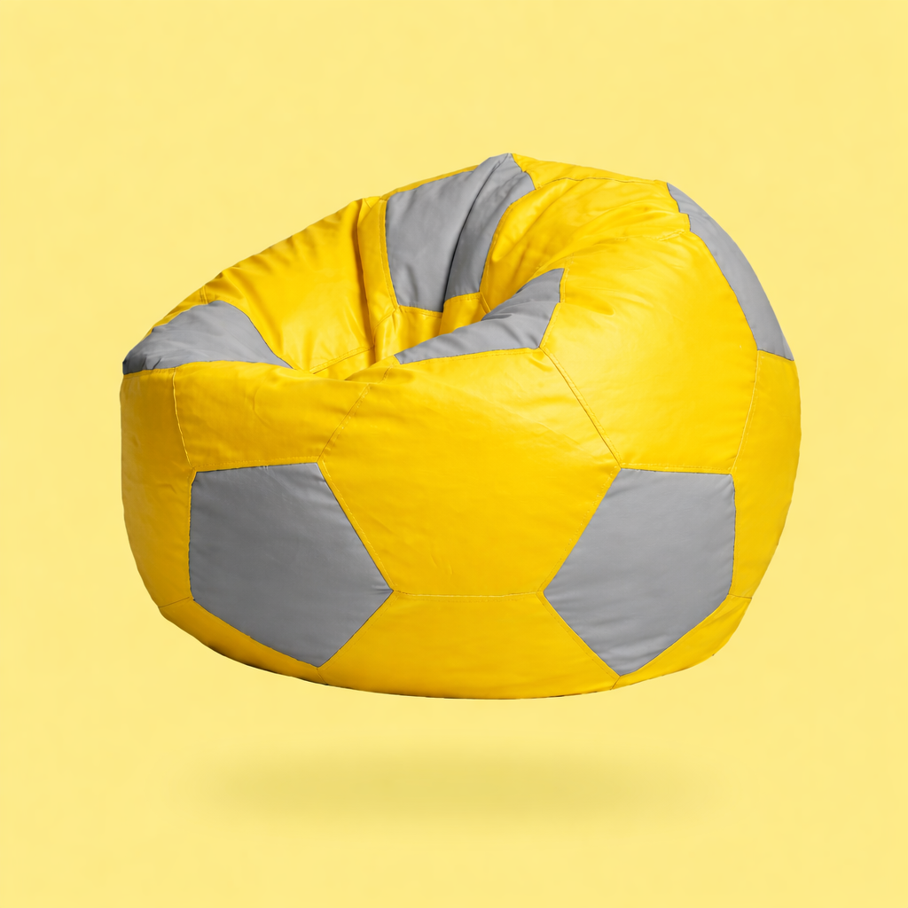 Yellow & Green Soccer Football Bean Bag with Beans – Premium Sports Lounge Seating