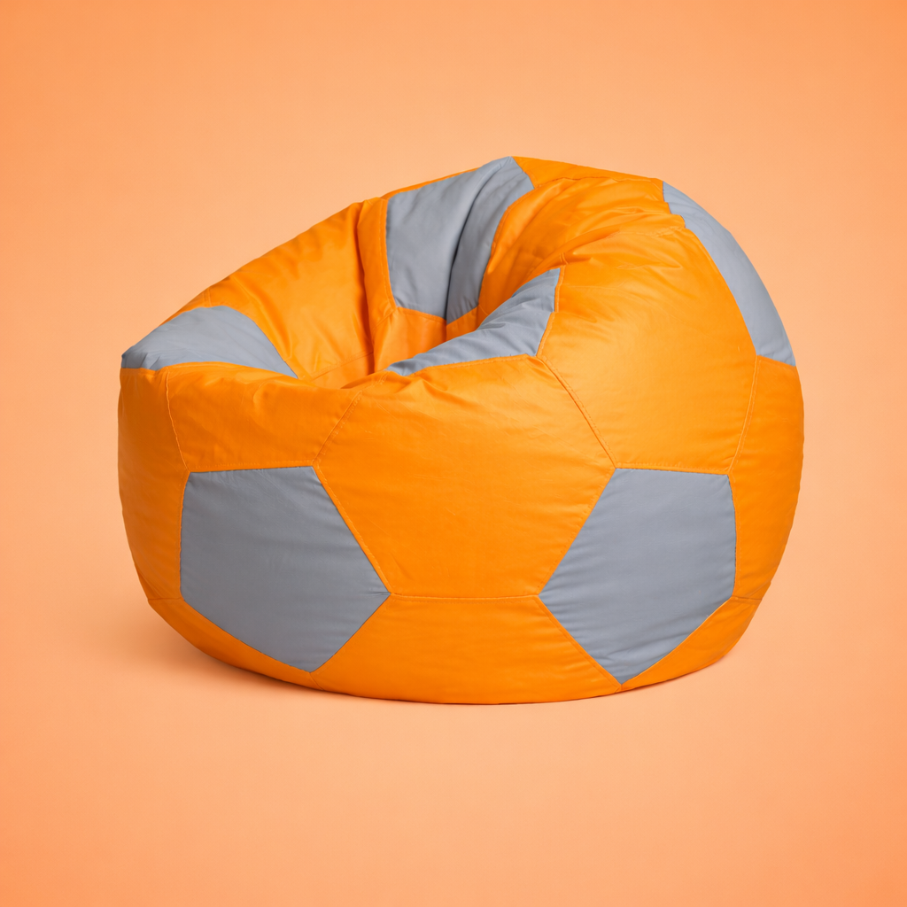 Orange & Grey Soccer Football Bean Bag with Beans – Premium Designer Sports Seating