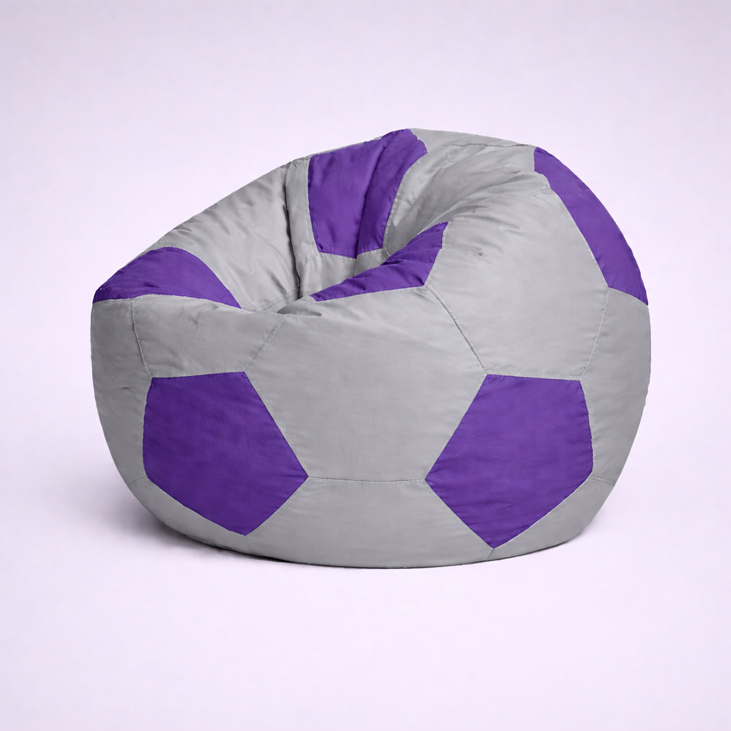 Light Grey & Royal Purple Soccer Football Bean Bag with Beans – Premium Designer Sports Seating