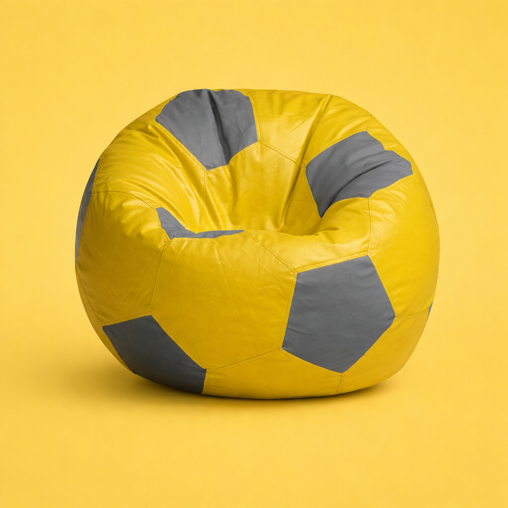 Yellow & Green Soccer Football Bean Bag with Beans – Premium Sports Lounge Seating
