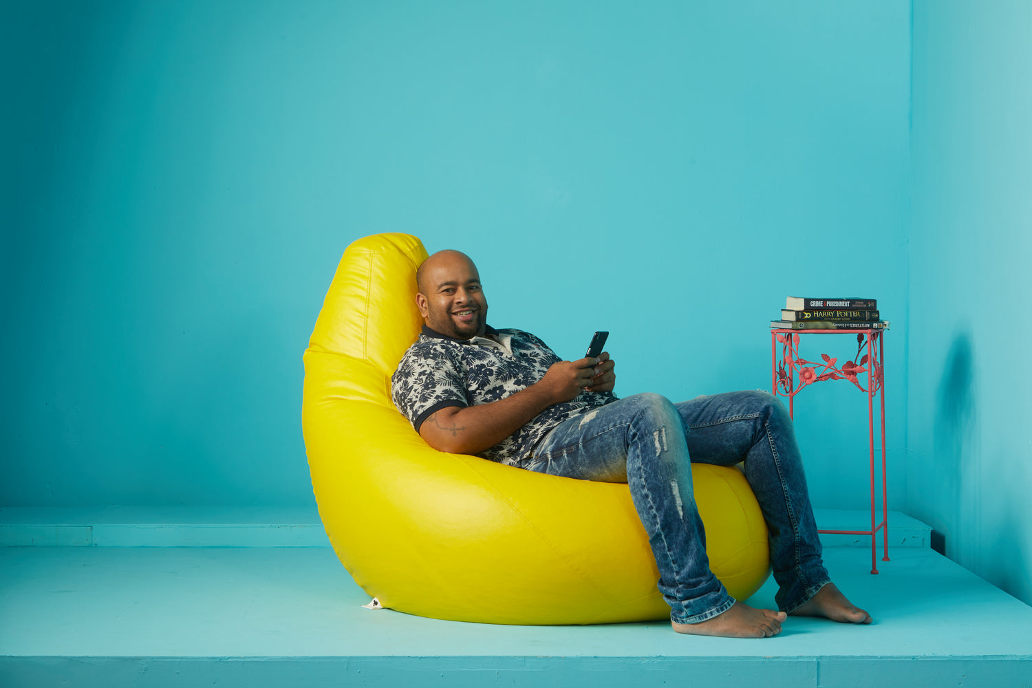 Yellow-Beanbag Teardrop Shape with Beans