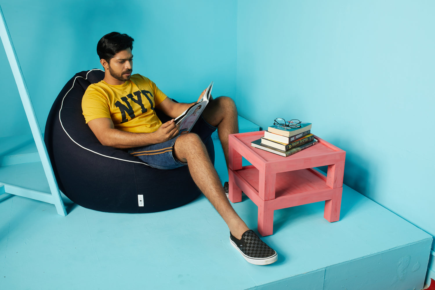 Denim Couch Chair Beanbag with Beans