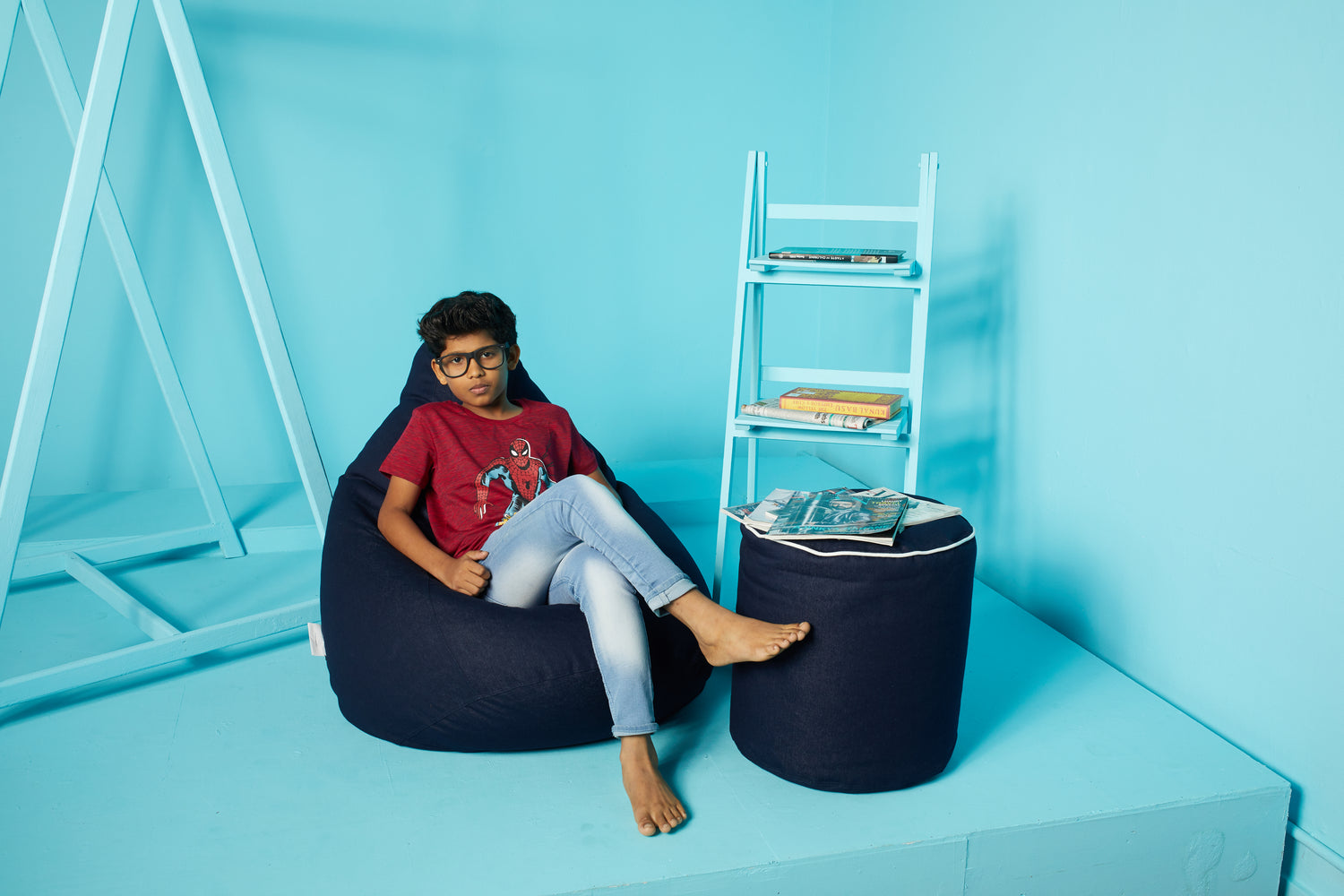 Denim Classic Sac Bean Bag with Beans