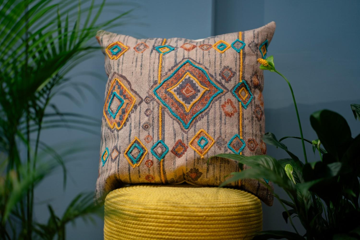 ZigZag Charm Handcrafted Cotton Cushion Cover