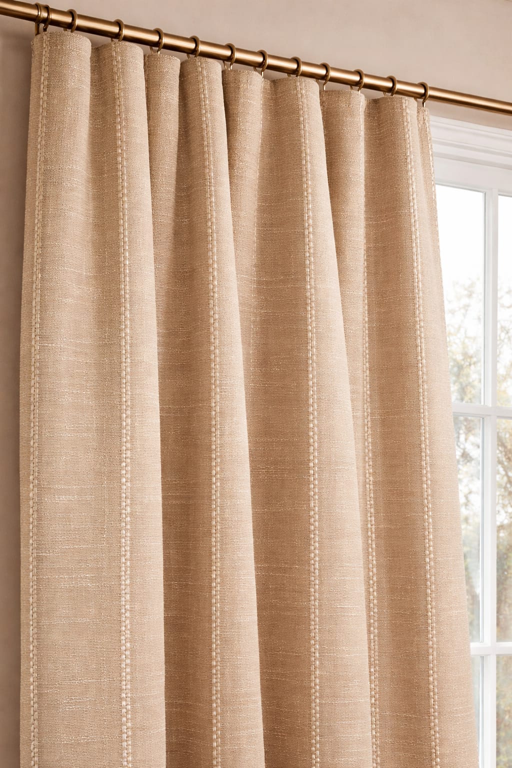 Beige Sheer Linen Curtain