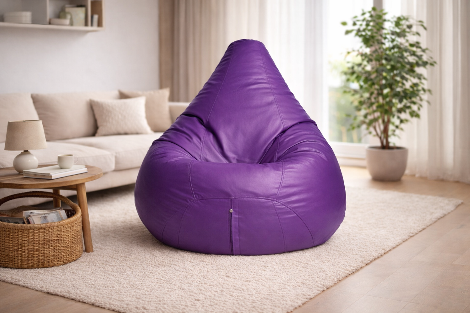 Classic Sac Violet Leatherette Bean Bag Chair – Regal Luxury Seating