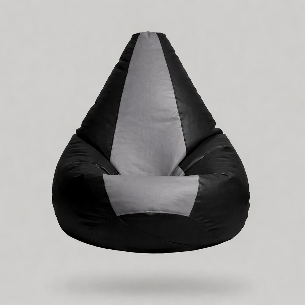 Classic Sac Black & Grey Multicolor Leatherette Bean Bag Chair – Designer Luxury Seating
