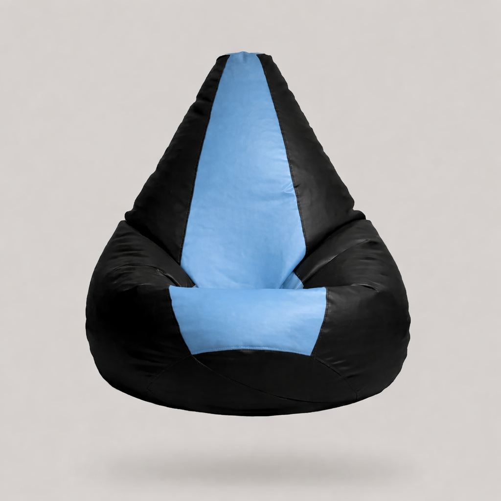 Classic Sac Black & Blue Multicolor Leatherette Bean Bag Chair – Designer Luxury Seating