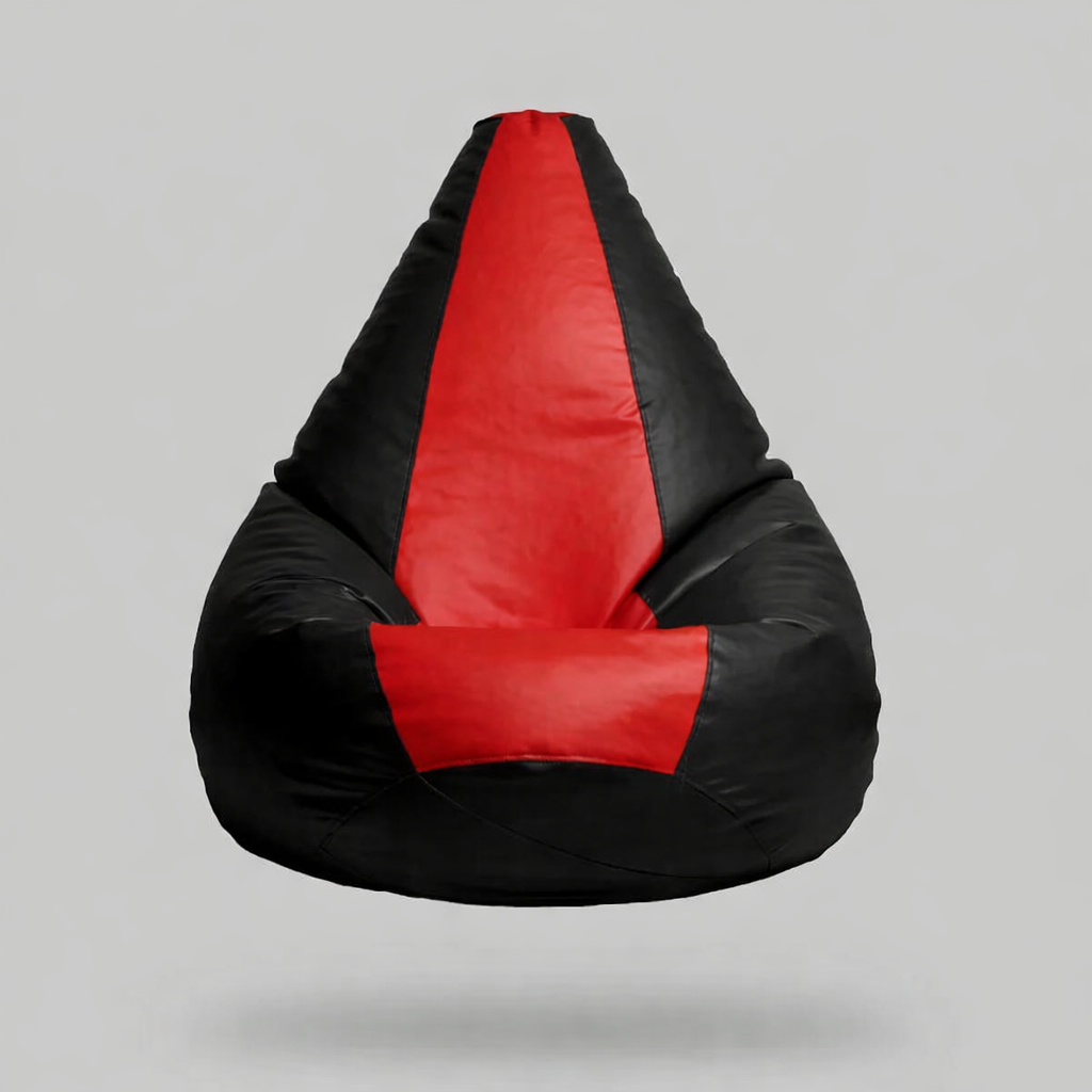 Classic Sac Black & Red Multicolor Leatherette Bean Bag Chair – Statement Luxury Seating