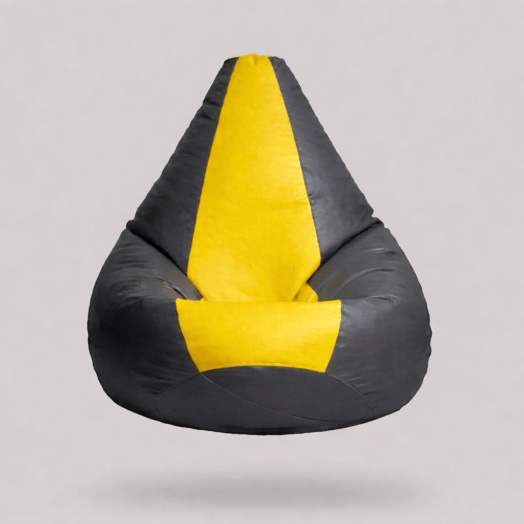 Classic Sac Black & Yellow Multicolor Leatherette Bean Bag Chair – Designer Luxury Seating