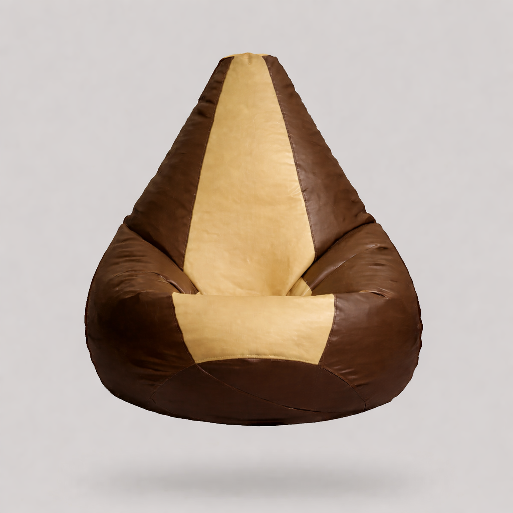 Classic Sac Light Brown & Beige Multicolor Leatherette Bean Bag Chair – Timeless Luxury Seating