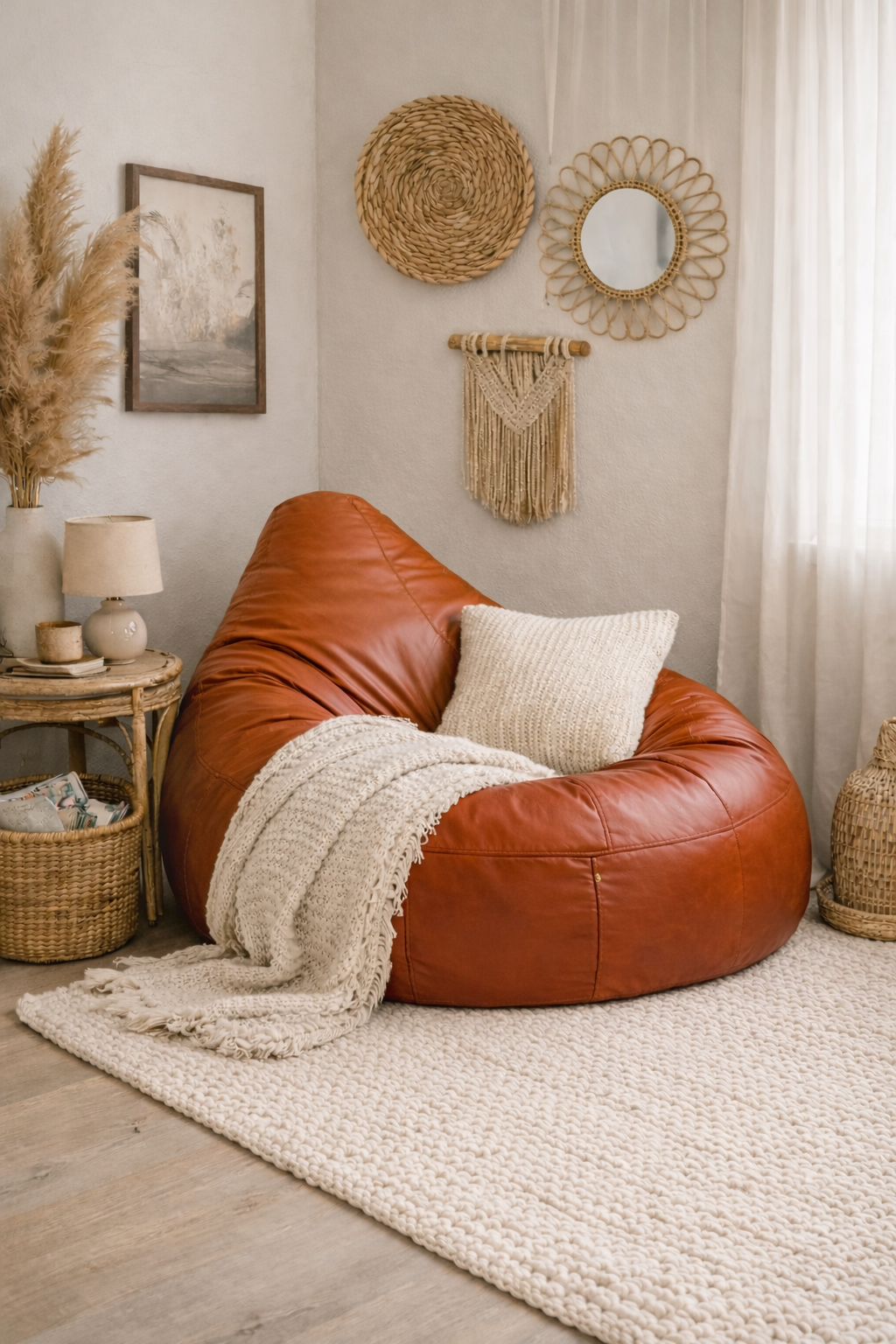 Classic Sac Orange Leatherette Bean Bag Chair – Bold Luxury Seating