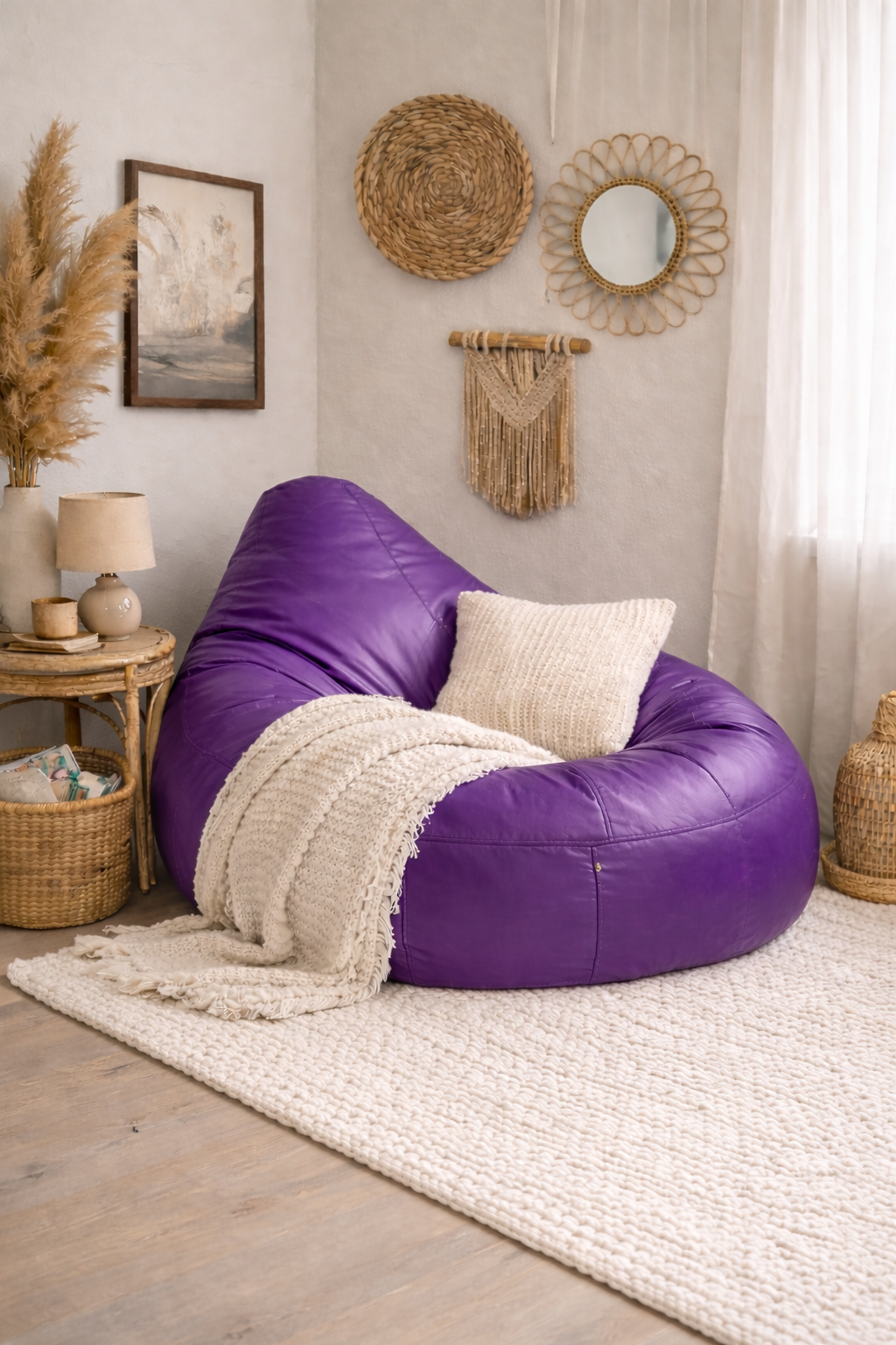 Classic Sac Violet Leatherette Bean Bag Chair – Regal Luxury Seating