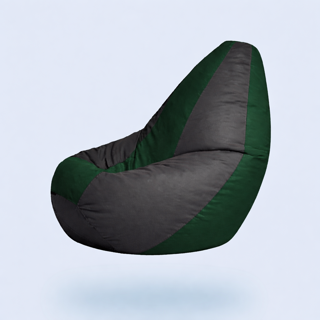 Classic Sac Grey & Green Multicolor Leatherette Bean Bag Chair – Nature-Inspired Luxury Seating