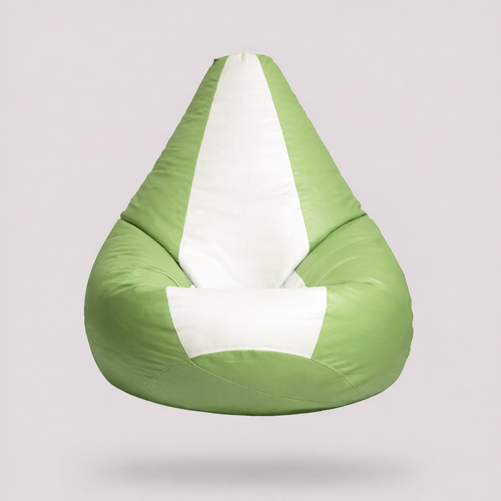 Classic Sac Light Green & White Multicolor Leatherette Bean Bag Chair – Fresh Luxury Seating