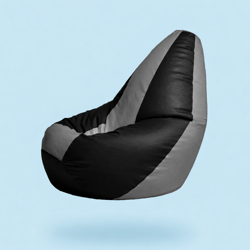 Classic Sac Black & Grey Multicolor Leatherette Bean Bag Chair – Designer Luxury Seating