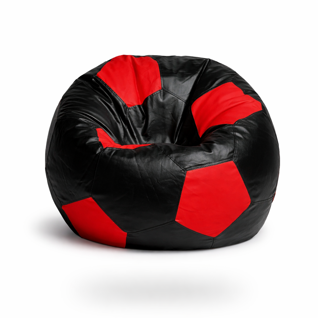 Black & Red Soccer Football Bean Bag with Beans – Power Edition Sports Seating