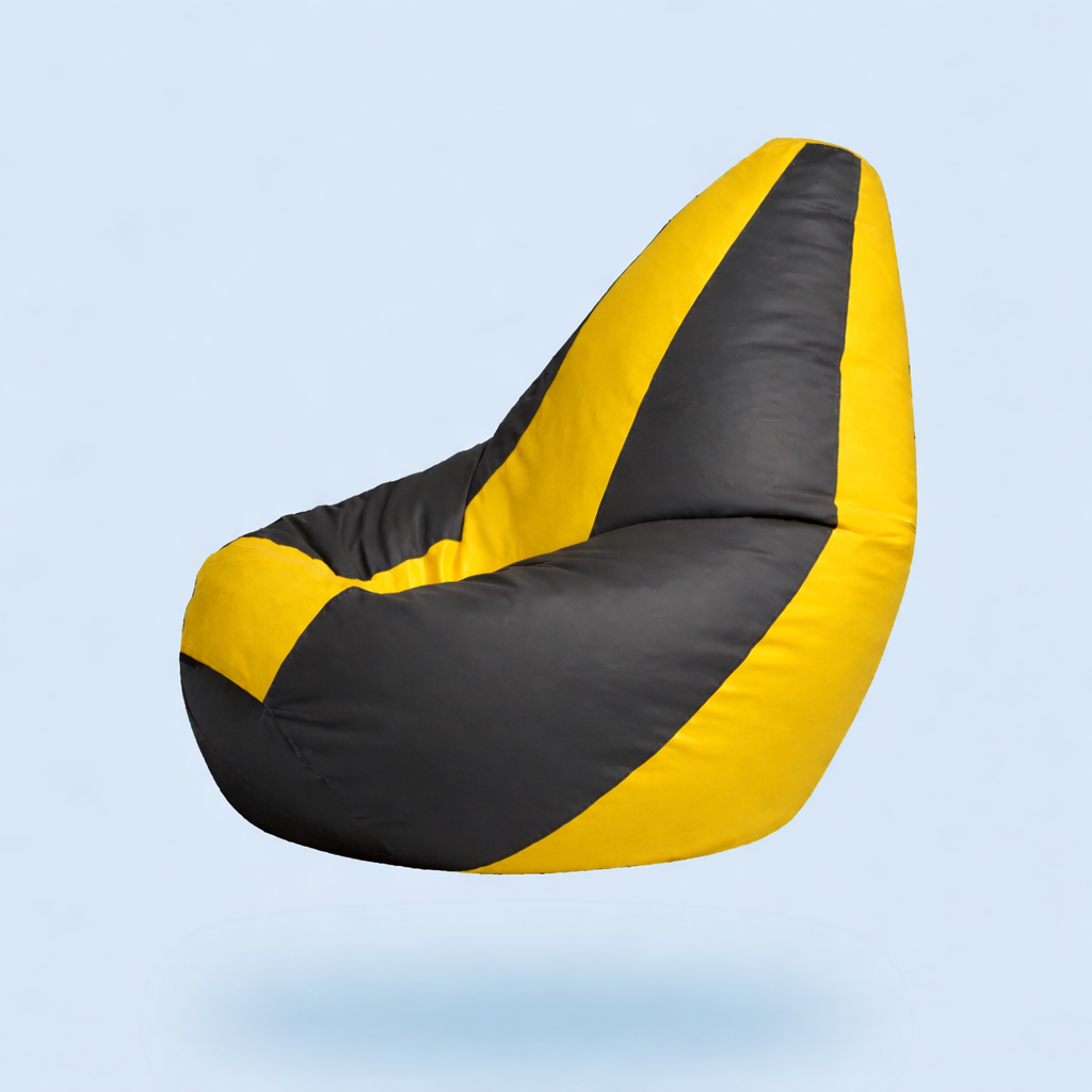 Classic Sac Black & Yellow Multicolor Leatherette Bean Bag Chair – Designer Luxury Seating
