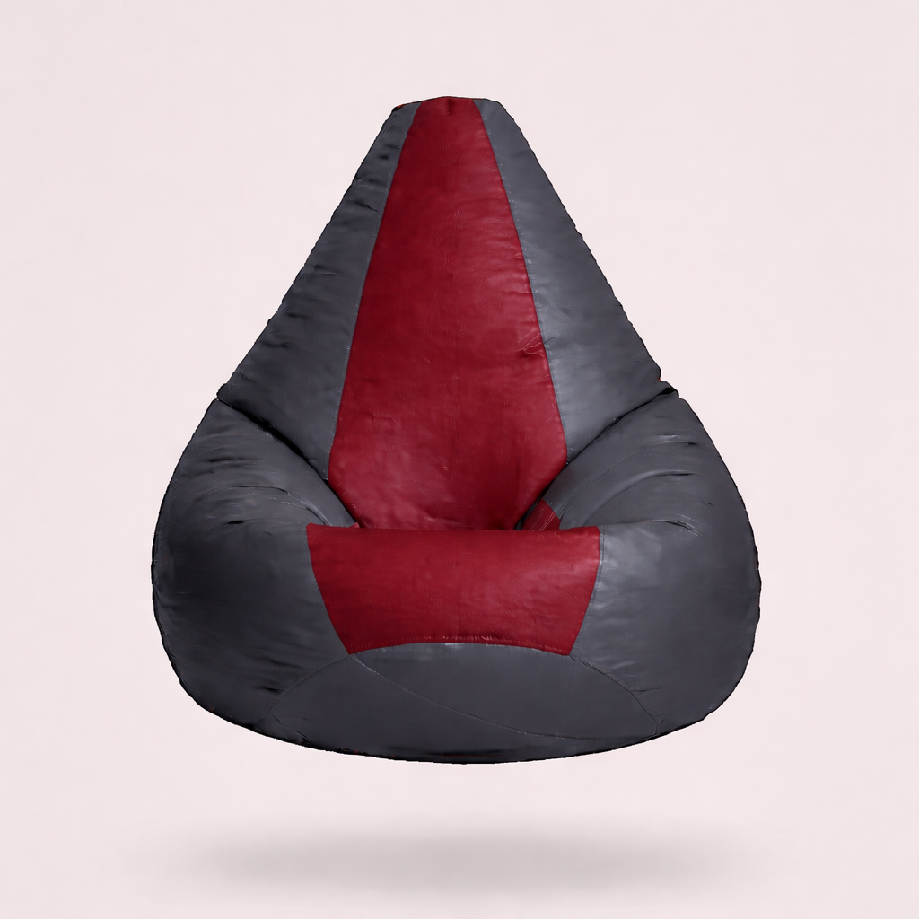 Classic Sac Grey & Red Multicolor Leatherette Bean Bag Chair – Bold Luxury Seating