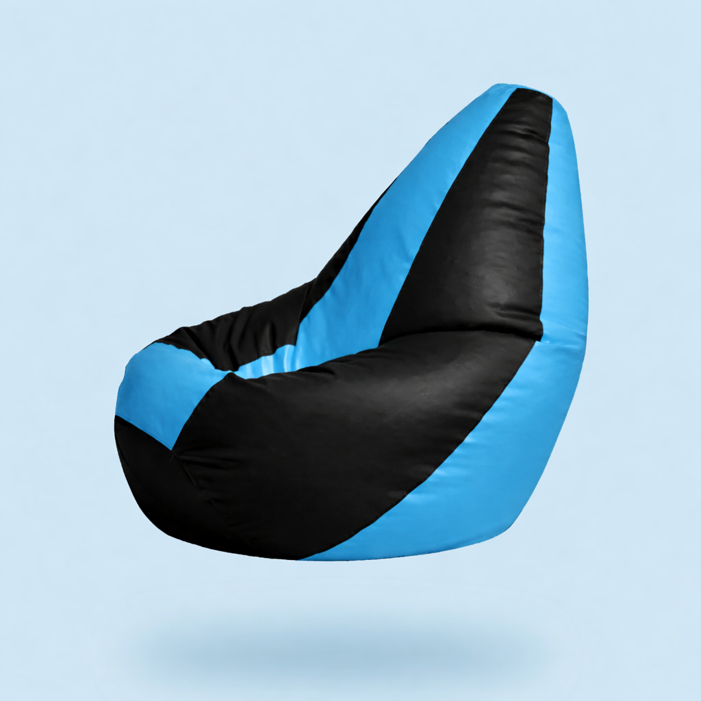 Classic Sac Black & Blue Multicolor Leatherette Bean Bag Chair – Designer Luxury Seating