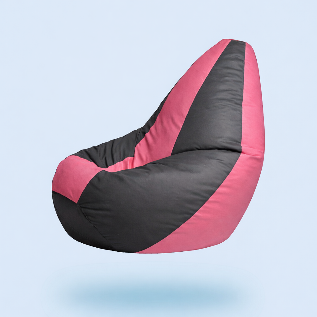 Classic Sac Grey & Pastel Pink Multicolor Leatherette Bean Bag Chair – Elegant Luxury Seating
