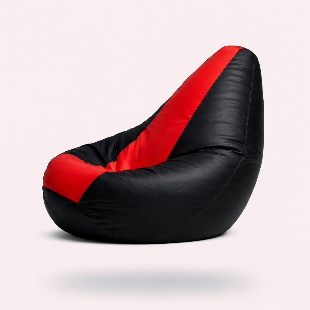 Classic Sac Black & Red Multicolor Leatherette Bean Bag Chair – Statement Luxury Seating