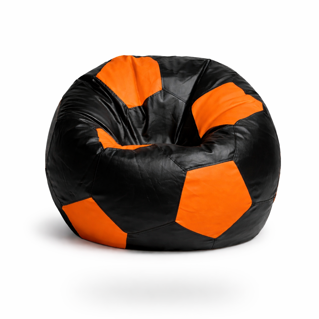 Black & Orange Soccer Football Bean Bag with Beans – Power Sports Lounge Seating