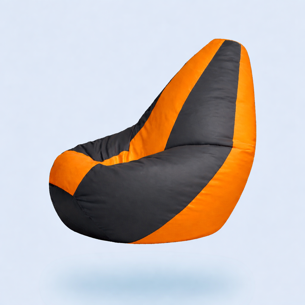 Classic Sac Black & Orange Multicolor Leatherette Bean Bag Chair – Bold Designer Seating