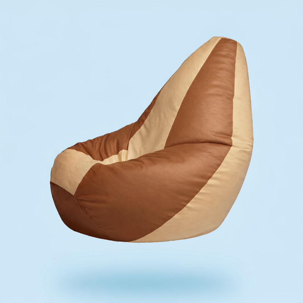 Classic Sac Light Brown & Beige Multicolor Leatherette Bean Bag Chair – Timeless Luxury Seating