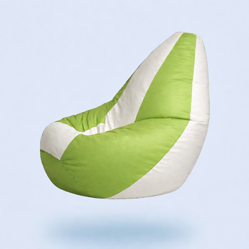 Classic Sac Light Green & White Multicolor Leatherette Bean Bag Chair – Fresh Luxury Seating