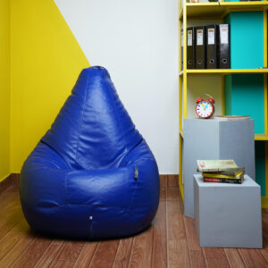 Ocean blue classic sack beanbag with beans - Leather
