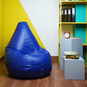Ocean blue classic sack beanbag with beans - Leather