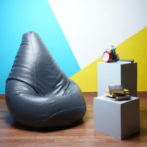 GREY - Bean bag with beans - Classic Sack Leather fabric