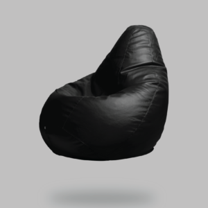 Black leather beanbag with bean - Teardrop shape