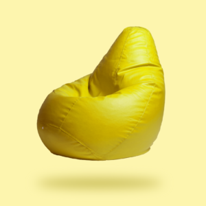 Yellow classic beanbag with beans - Leather