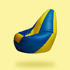 Yellow & Blue Multishade beanbag with beans - Leather