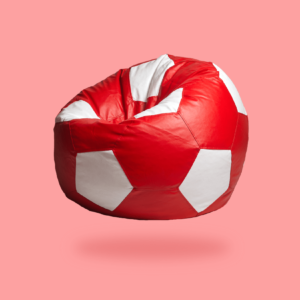 Soccer - Red & White beanbag with beans - Leather