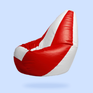 Red & White Multi shade beanbag with beans - Leather