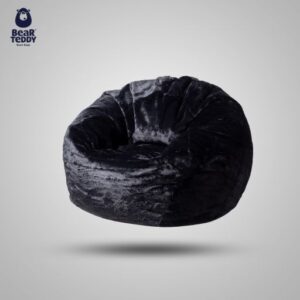 Black ? Fur bean bag | with beans | Round shape floor cushion