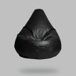 Black leather beanbag with bean – Teardrop shape