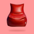 Red – Lounge bean bag chair with beans – Leather