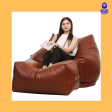 Montagne bean chair w/ Footstool (with beans)- Tan colour | Premium Art Leatherette